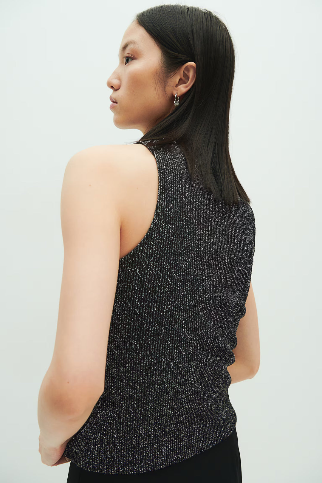 H&M Glittery Mock Turtleneck Sleeveless Top