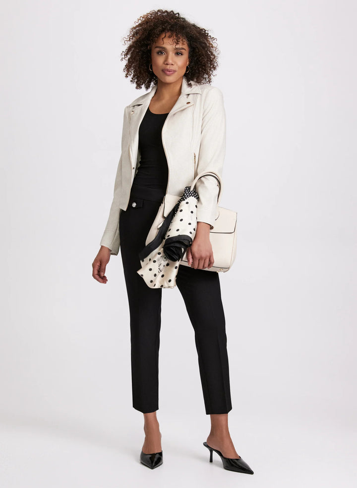 LAURA Emma Embossed Button Slim-Leg Pants