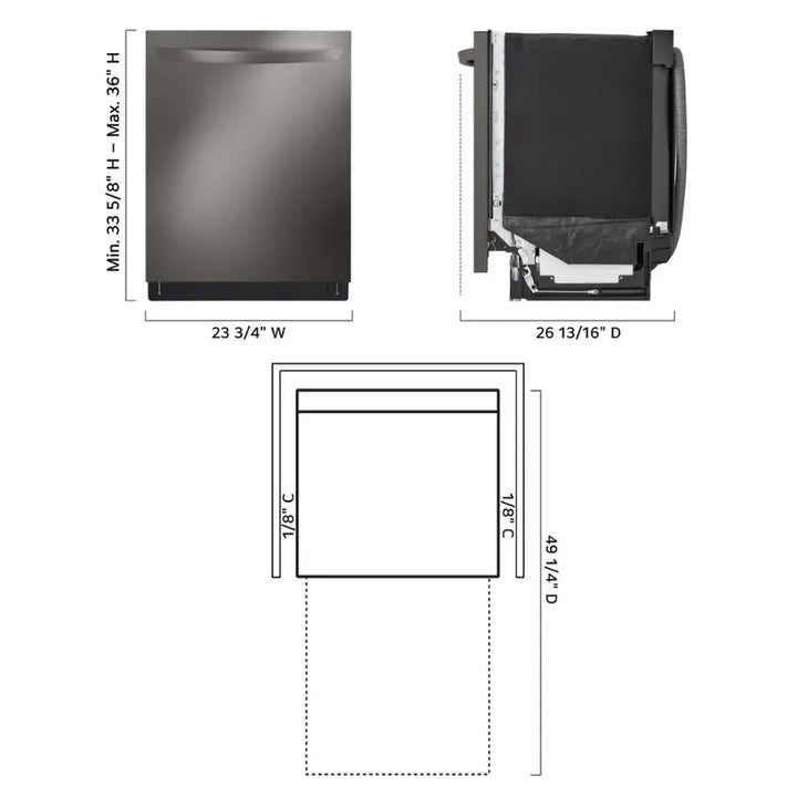 LG - 24" Top Control Smart Built-In Stainless Steel Tub Dishwasher with 3rd Rack, QuadWash Pro and 42dba - PrintProof Black Stainless