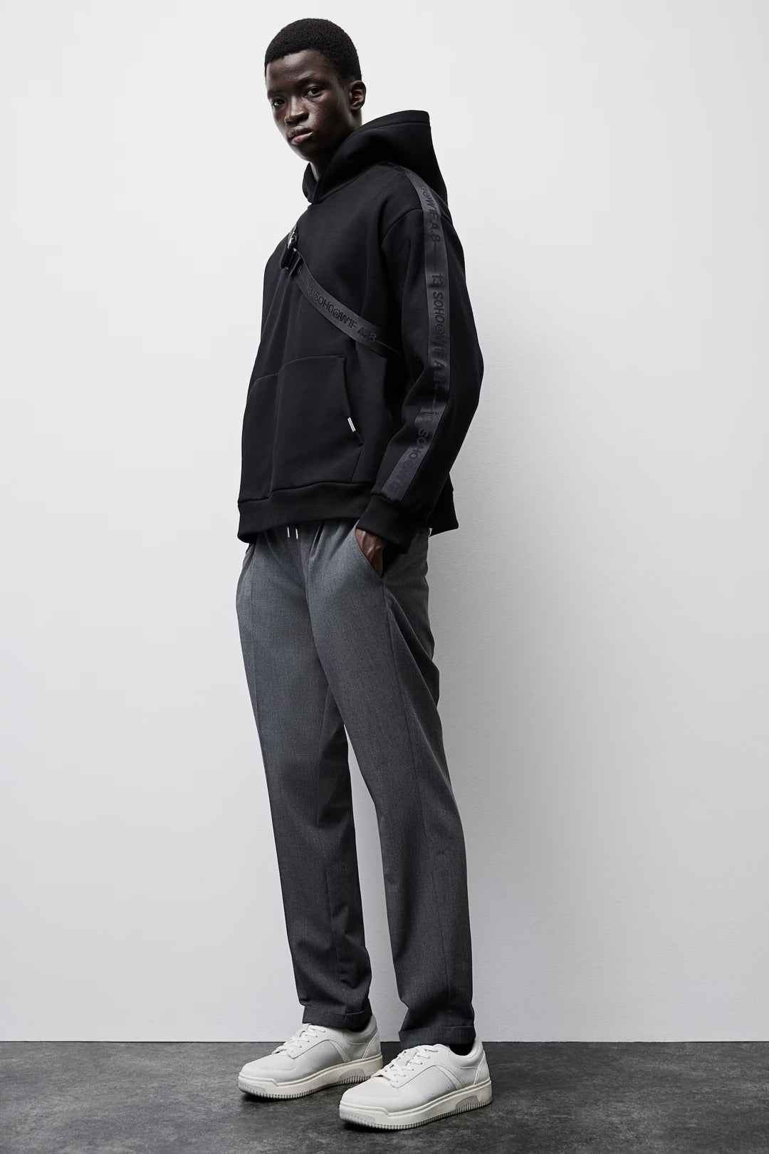 H&M Loose Fit Hoodie with Side Stripes