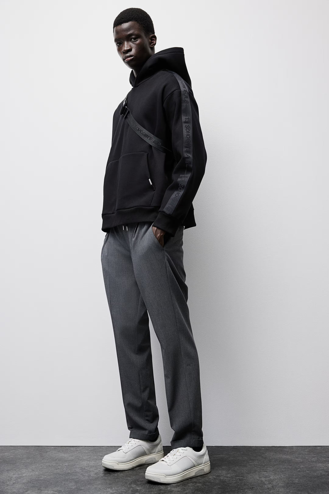 H&M Loose Fit Hoodie with Side Stripes