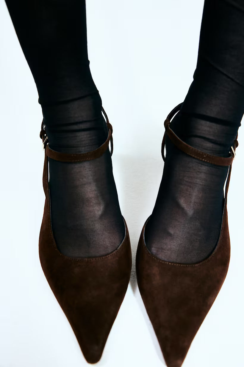 H&M Pointed-Toe Leather Pumps