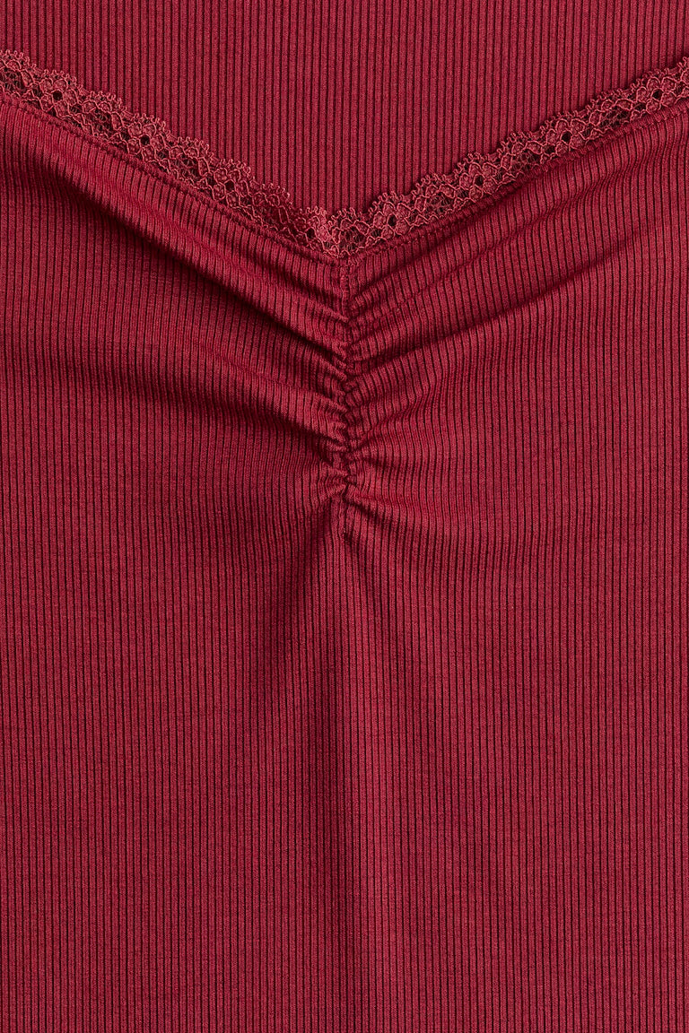 H&M LACE-TRIMMED RIBBED TOP