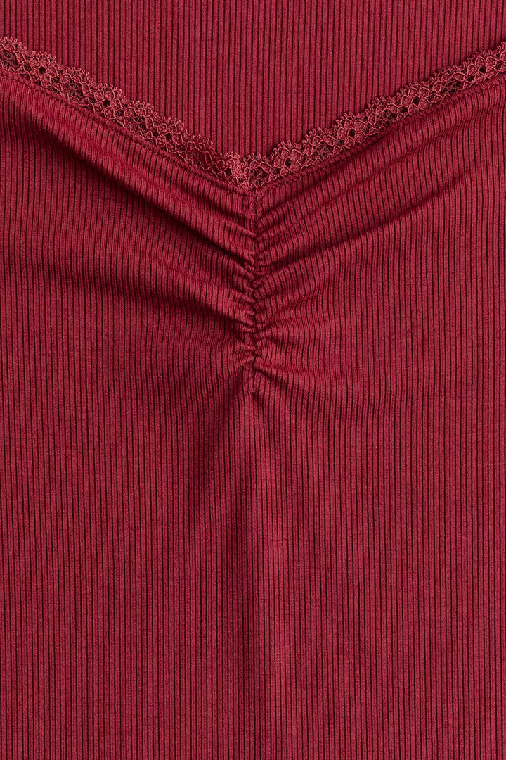 H&M LACE-TRIMMED RIBBED TOP