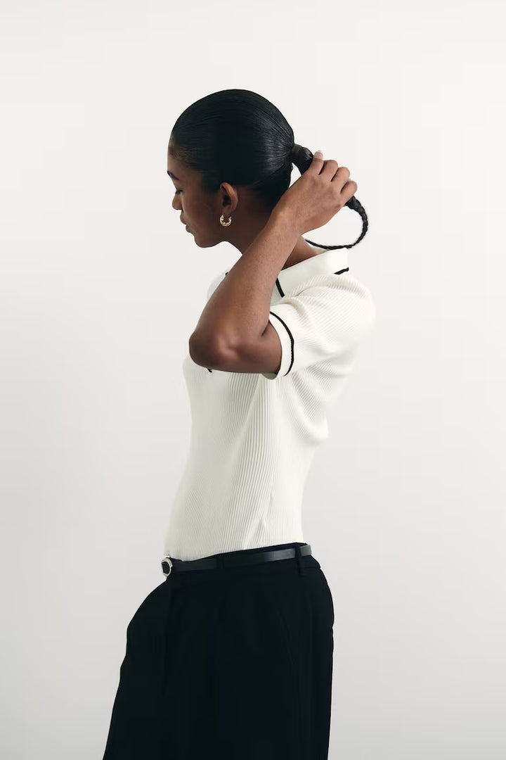 H&M RIB-KNIT POLO SHIRT