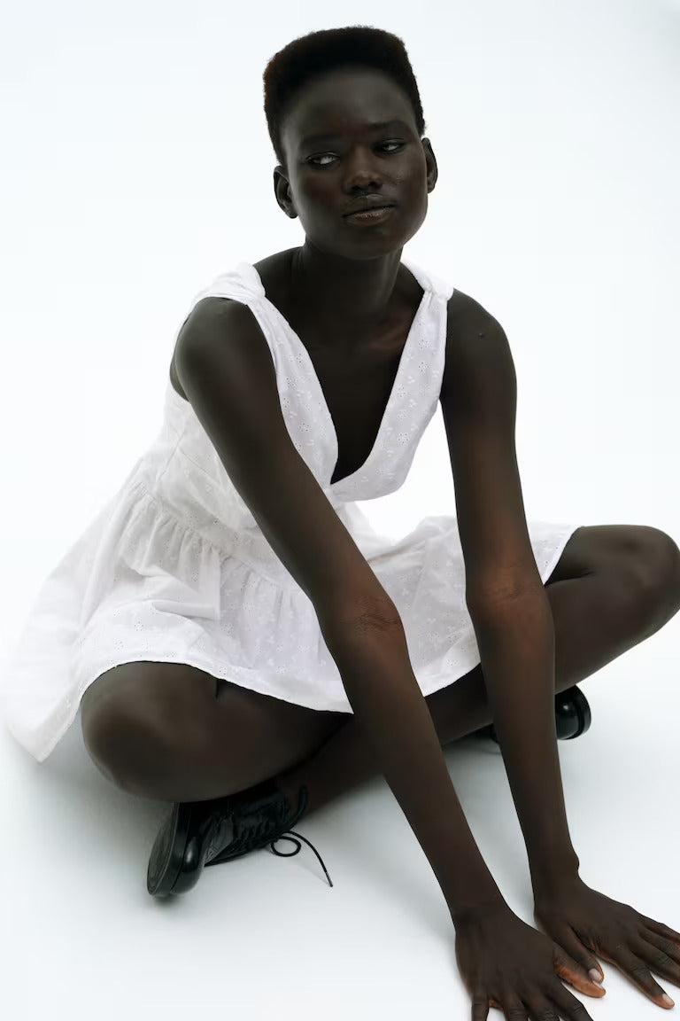 H&M Cotton Dress with Flared Skirt