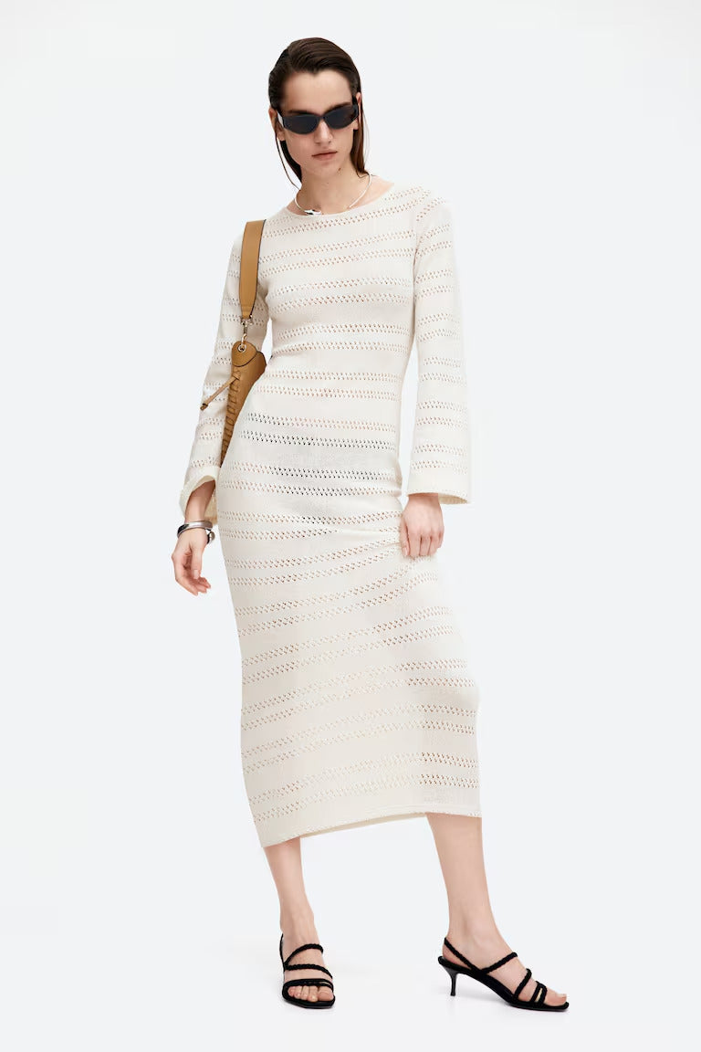 H&M Lacing-Detail Hole-Knit Dress