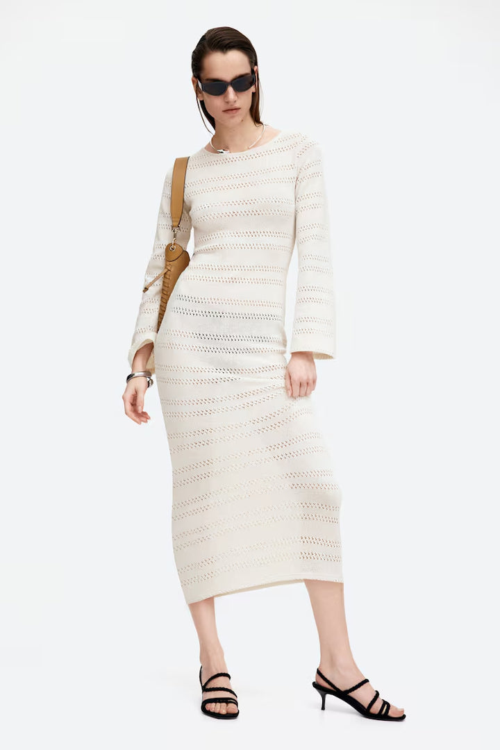 H&M Lacing-Detail Hole-Knit Dress