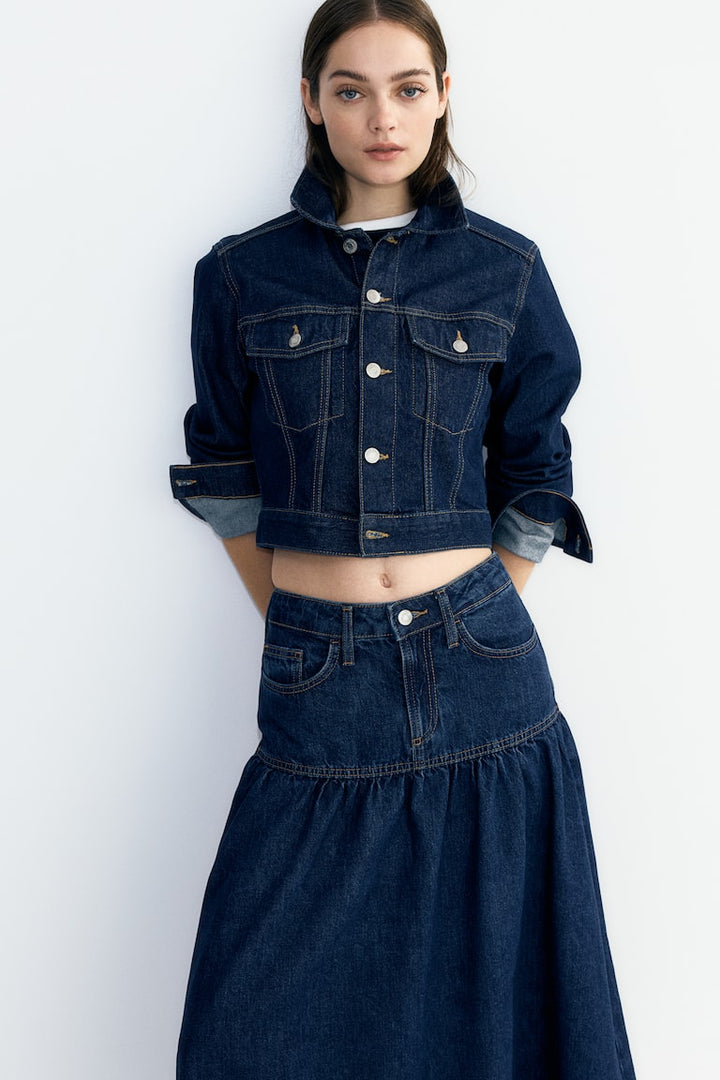H&M Flared-Hem Denim Skirt