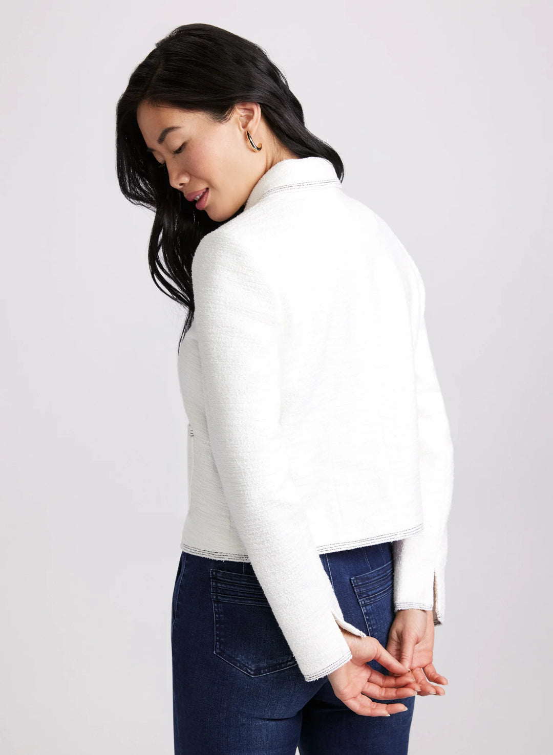 LAURA Contrast Stitch Tweed Jacket