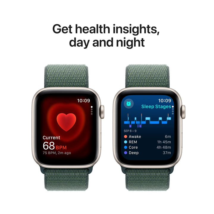 Apple Watch SE (2nd Gen) [GPS + Cellular] Smartwatch with 44mm Starlight Aluminum Case with Lake Green Sport Loop. Fitness & Sleep Tracker, Crash Detection, Heart Rate Monitor
