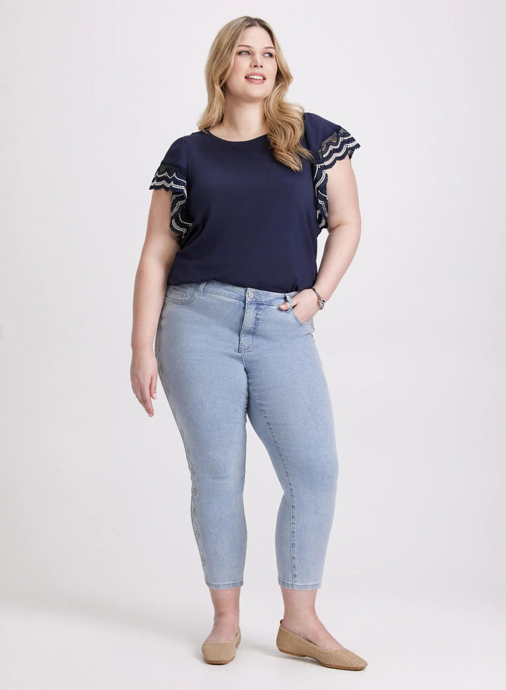LAURA Stone Embellished Straight-Leg Jeans