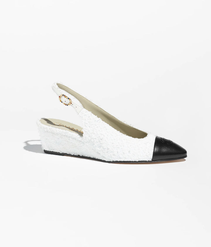 CHANEL Slingbacks Cotton Tweed & Lambskin
