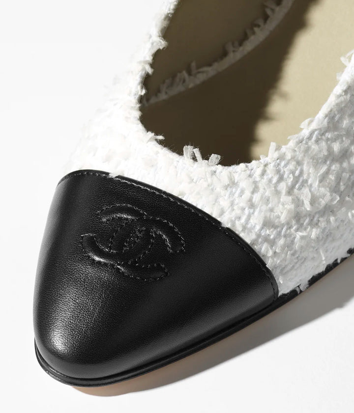 CHANEL Slingbacks Cotton Tweed & Lambskin