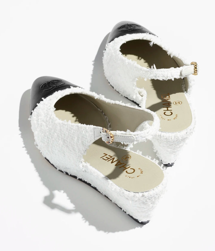 CHANEL Slingbacks Cotton Tweed & Lambskin