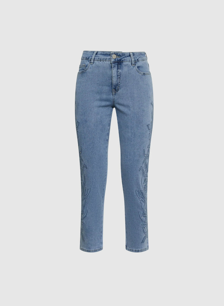 LAURA Embroidered Straight-Leg Jeans