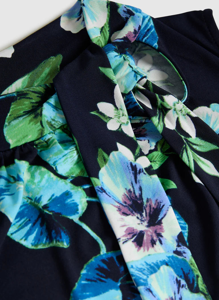 LAURA High Neck Self-Tie Floral Top