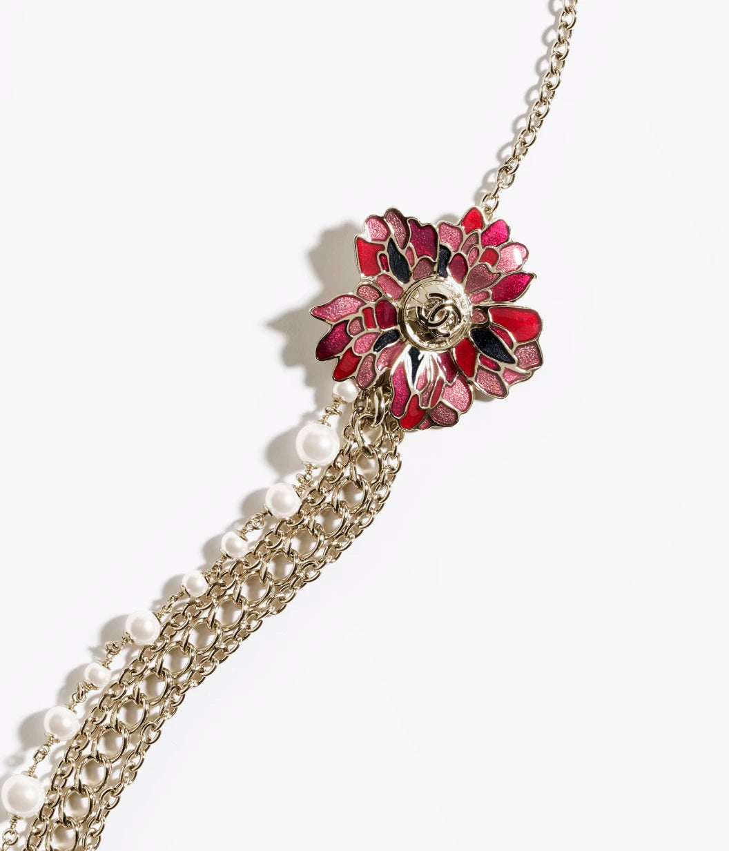 CHANEL Long Necklace Metal, Resin & Glass Pearls