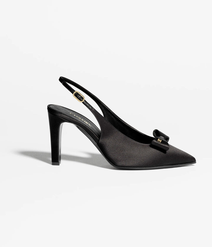 CHANEL Slingbacks Silk Satin