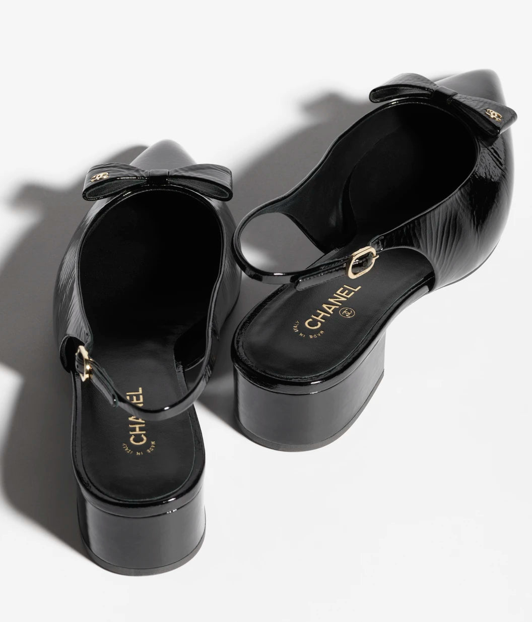 CHANEL Slingbacks Crumpled Patent Calfskin