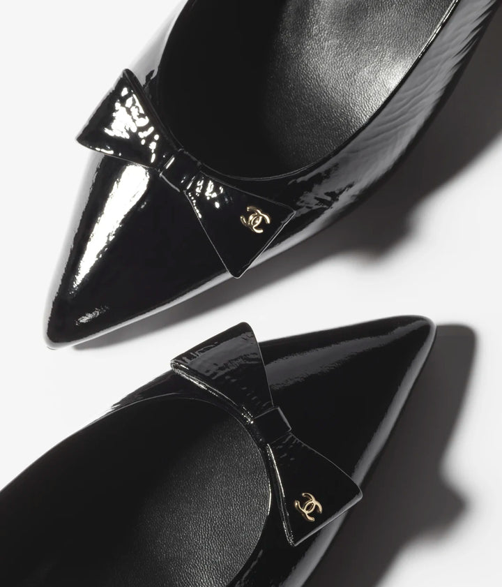 CHANEL Slingbacks Crumpled Patent Calfskin