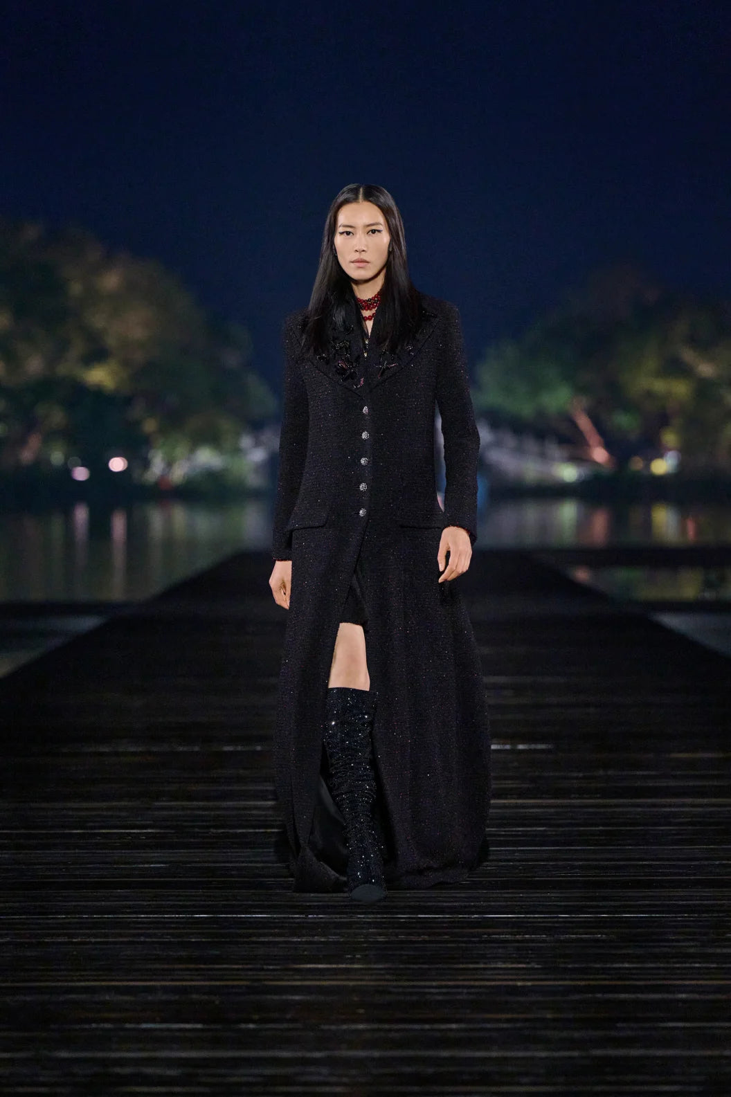 CHANEL Dress Pearled Tweed