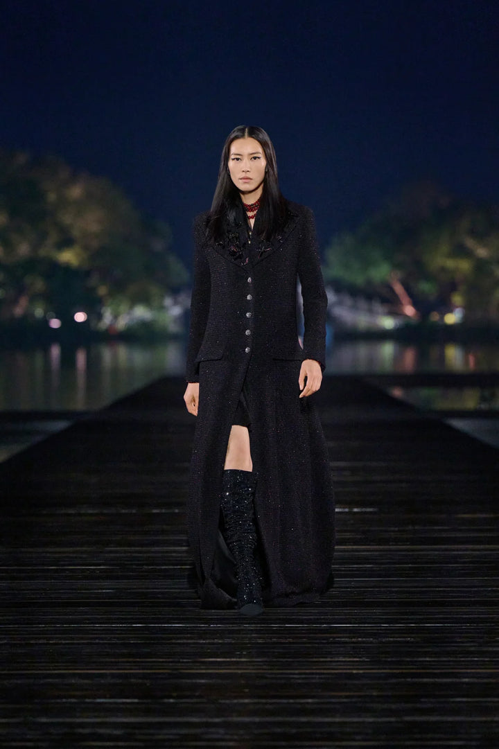 CHANEL Dress Pearled Tweed