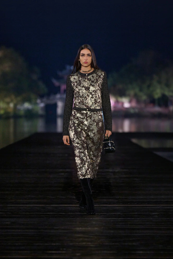 CHANEL Dress Embroidered Viscose & Mixed Fibers