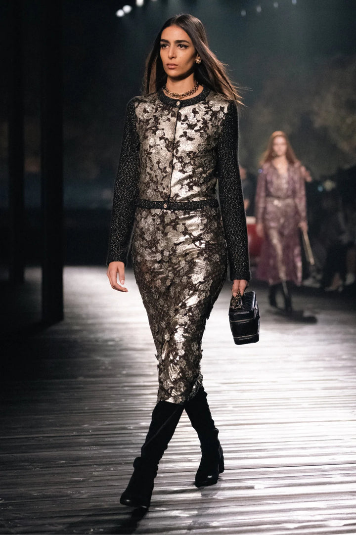CHANEL Dress Embroidered Viscose & Mixed Fibers