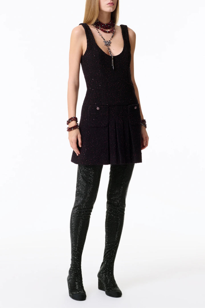 CHANEL Dress Pearled Tweed