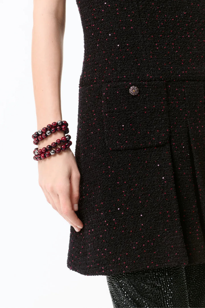 CHANEL Dress Pearled Tweed