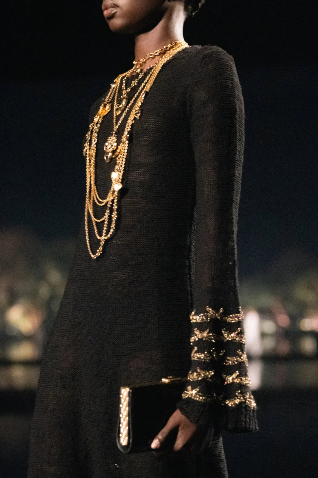 CHANEL Dress Embroidered Virgin Wool