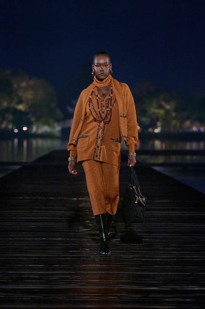 CHANEL Pants Embroidered Wool