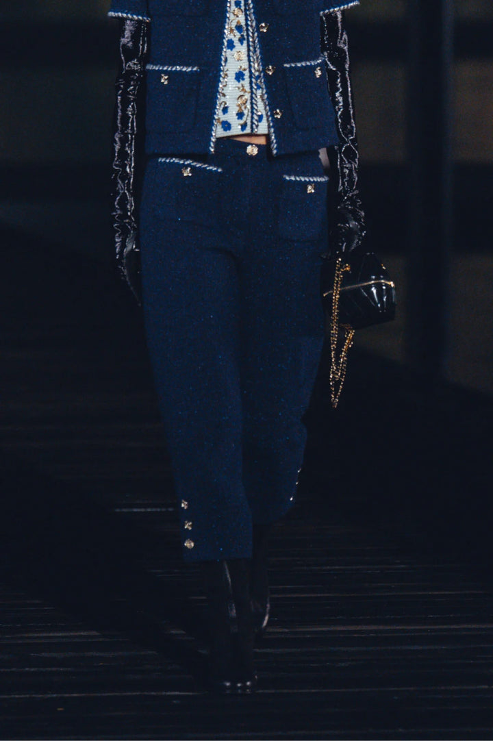 CHANEL Pants Iridescent Cotton & Wool Tweed