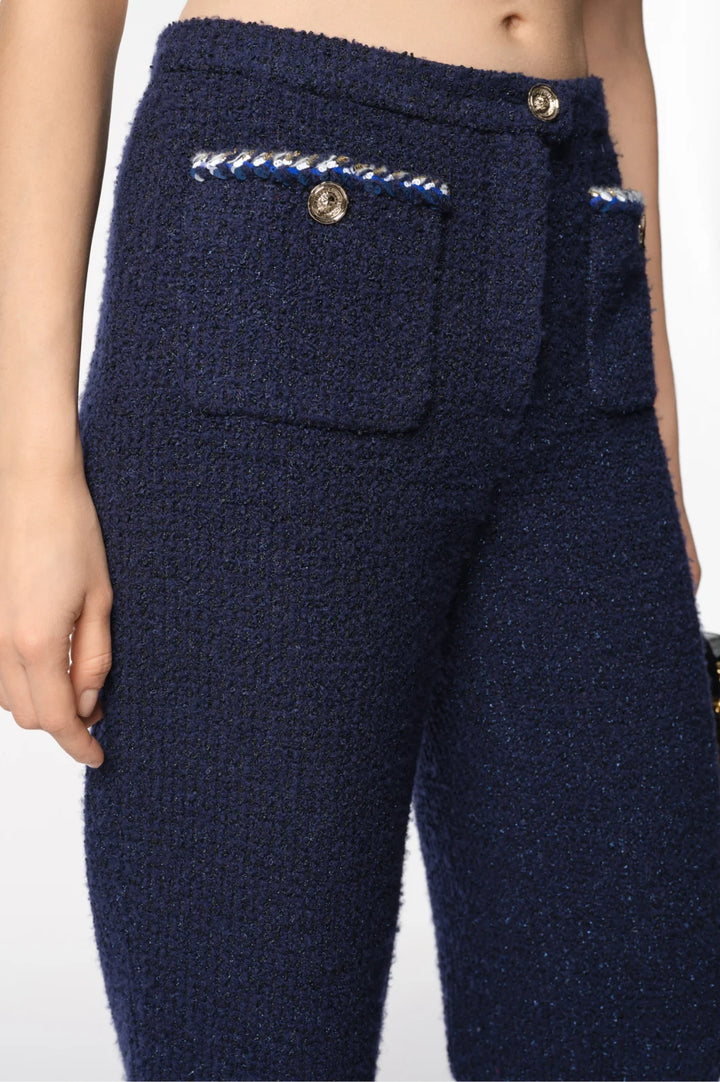 CHANEL Pants Iridescent Cotton & Wool Tweed