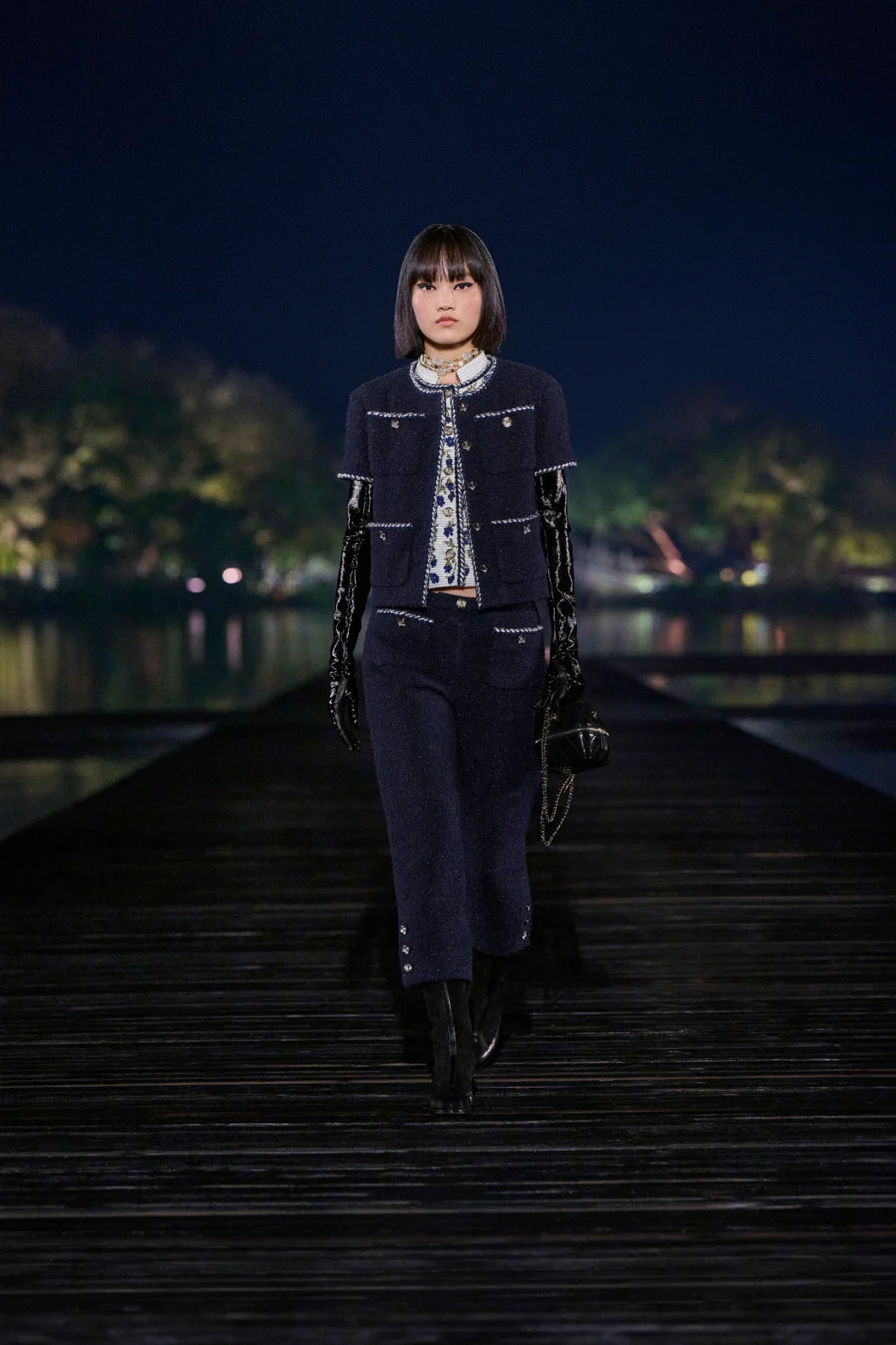CHANEL Pants Iridescent Cotton & Wool Tweed