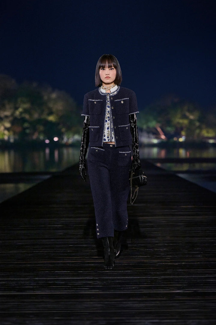 CHANEL Pants Iridescent Cotton & Wool Tweed