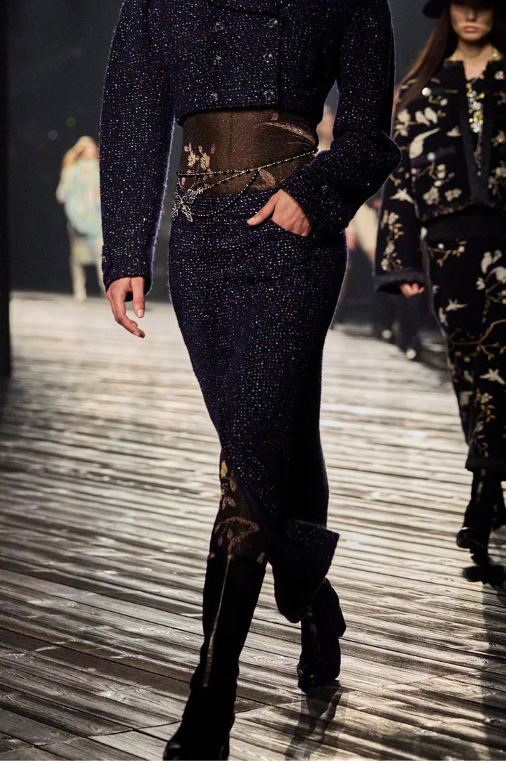 CHANEL Skirt Wool & Cotton Tweed