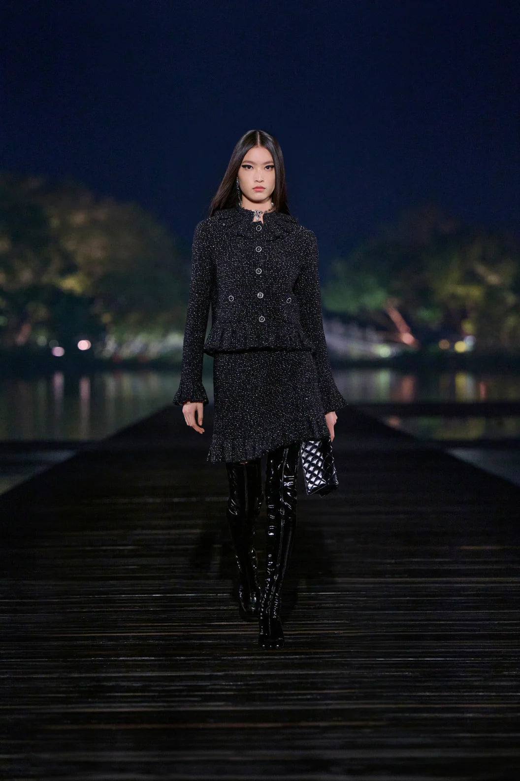CHANEL Skirt Glittered Tweed