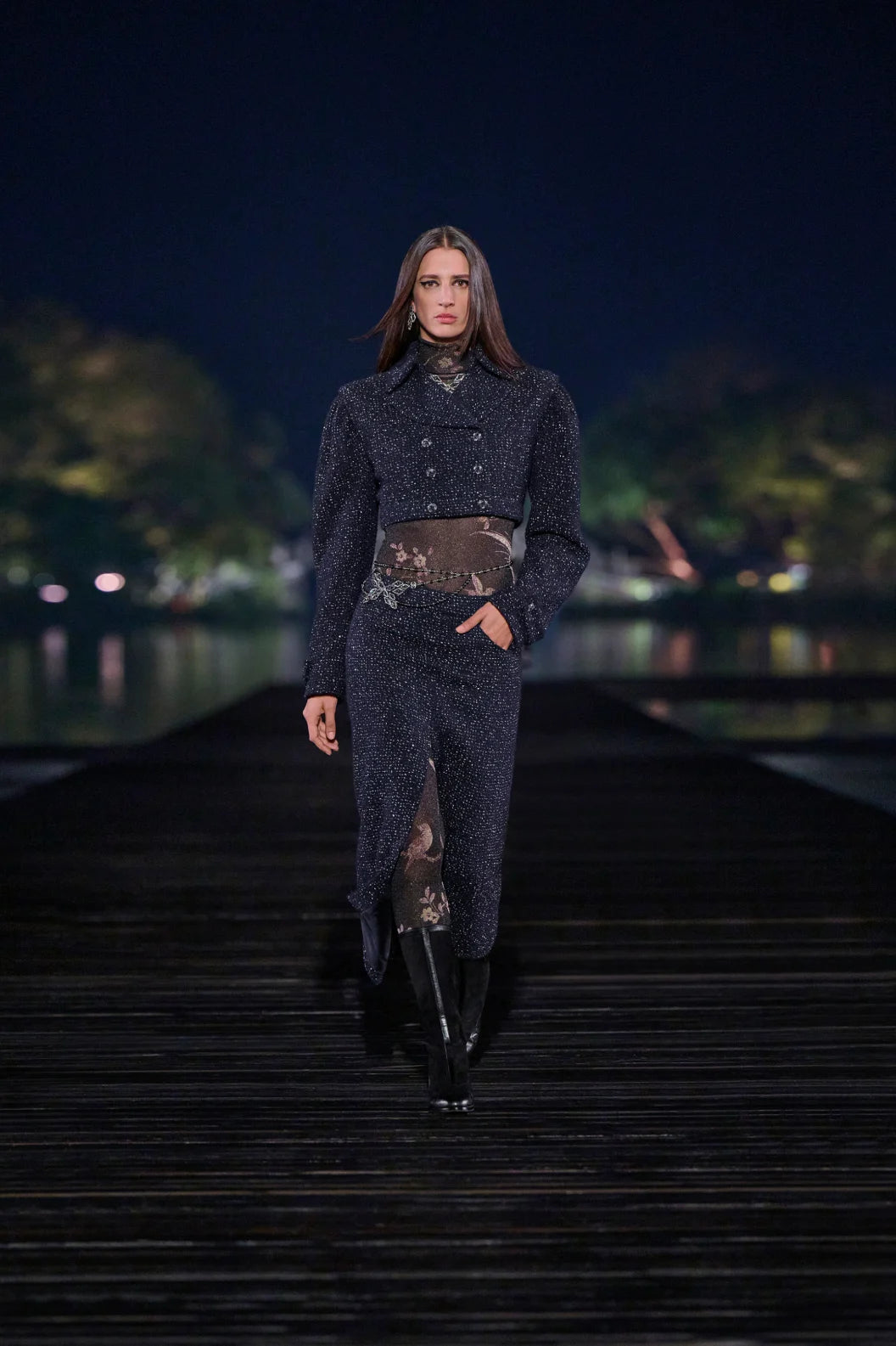 CHANEL Skirt Wool & Cotton Tweed