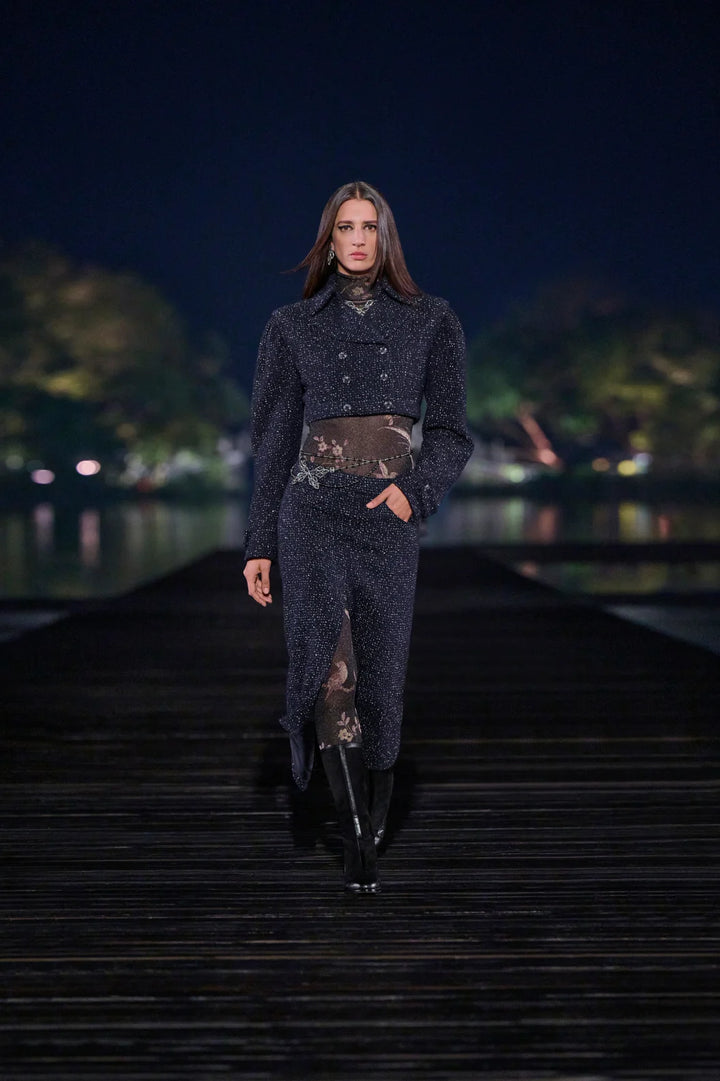 CHANEL Skirt Wool & Cotton Tweed
