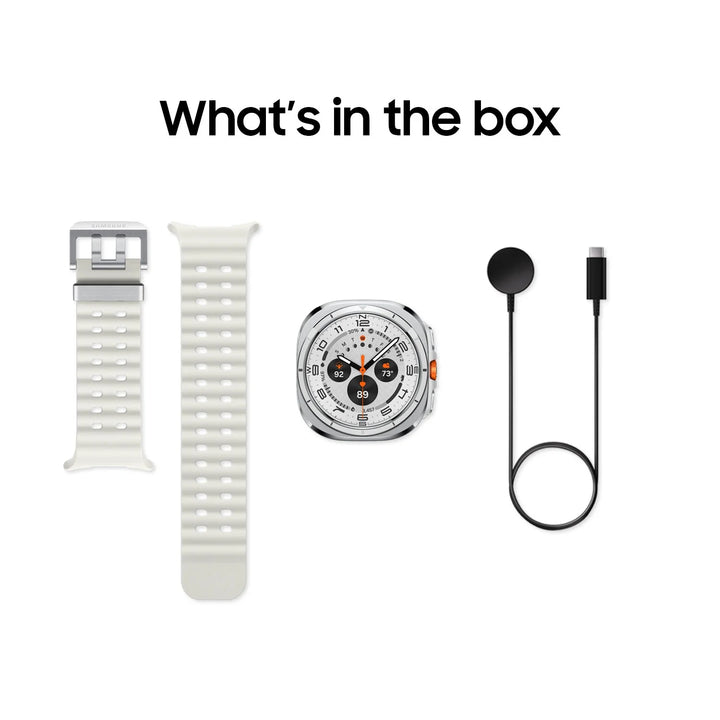 Samsung Galaxy Watch Ultra 47mm LTE Titanium Smart Watch, Titanium White, White Band