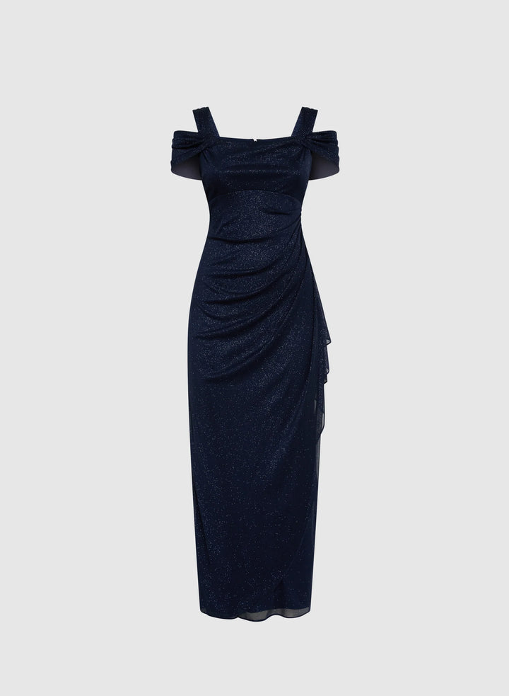 LAURA Draped Glitter Dress