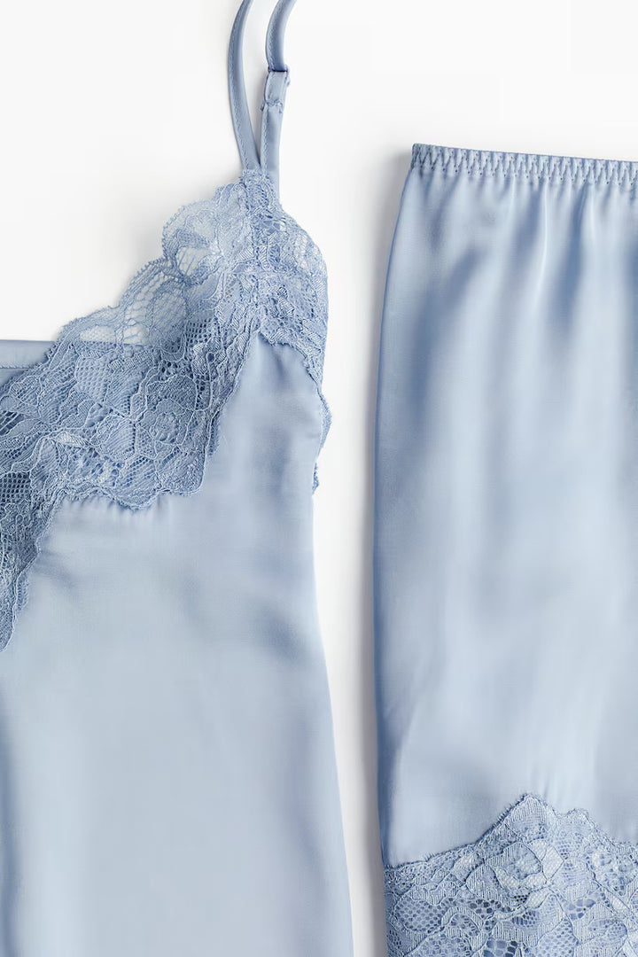 H&M Lace-trimmed Satin Pajamas