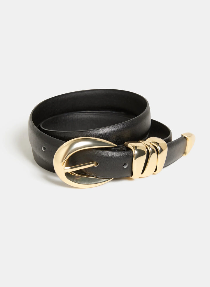 Laura Curved Hardware Vegan Leather Belt