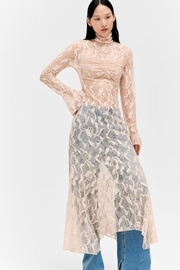 H&M Mock Turtleneck Lace Maxi Dress