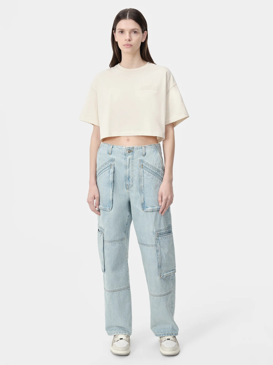 AMIRI WOMEN'S AMIRI EMBROIDERED CROPPED TEE