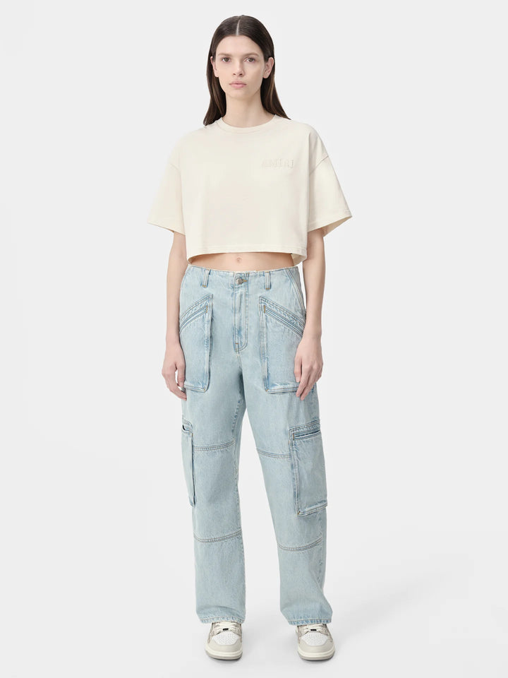 AMIRI WOMEN'S AMIRI EMBROIDERED CROPPED TEE
