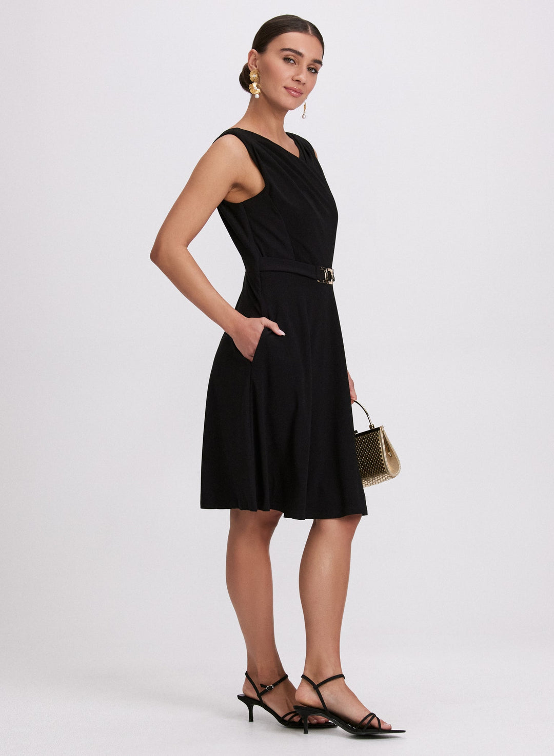 LAURA Belted Pleat Detail Dress