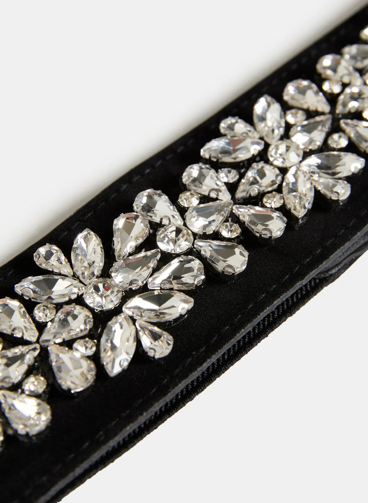 Laura Rhinestone Flower Elastic Belt